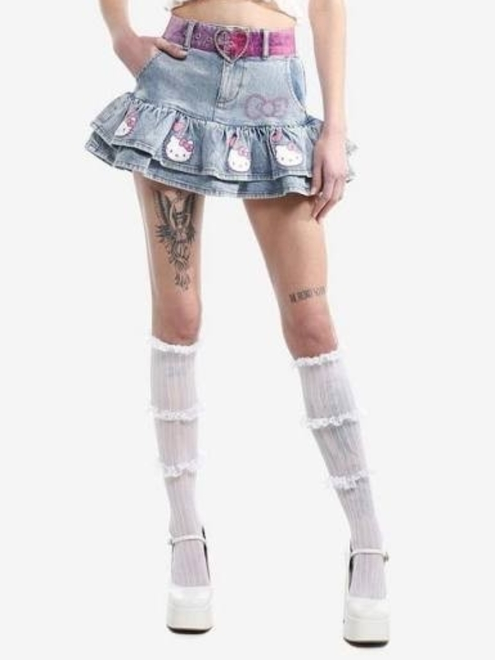 Hello Kitty Denim Ruffle Mini Skirt